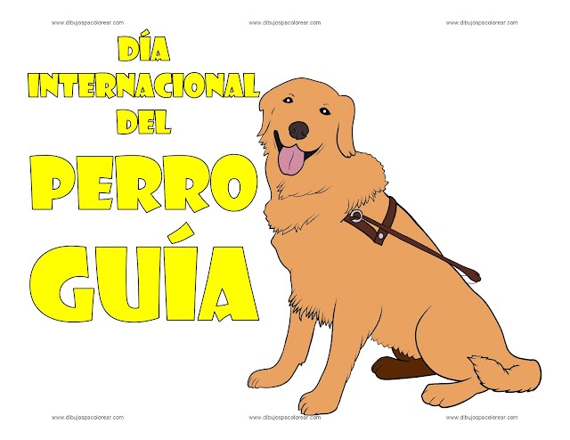 Dia internacional del Perro Guía dibujo a color y para colorear